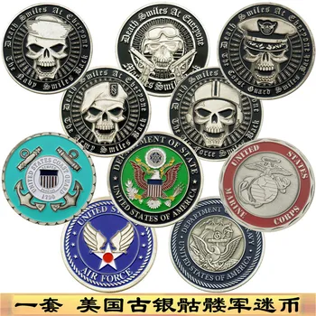  Senovės Sidabro Spalvos Skeletas Serija JAV Jūrų Pėstininkai Proginę Monetą Oro Pajėgų Atminimo Monetos