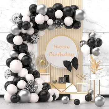  120pcs naujas black silver balionas grandinės kombinezonas baby shower suaugusiųjų gimtadienio apdailos balionas